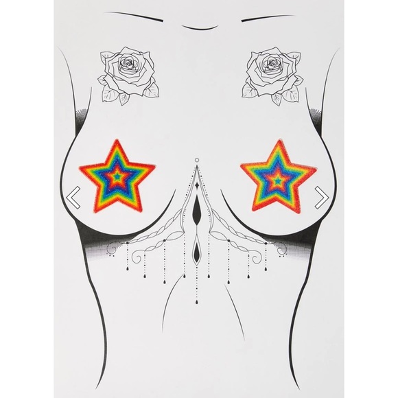 NWT Dolls Kill Pastease Velvet Rainbow Star Nipple Pasties - Picture 1 of 4